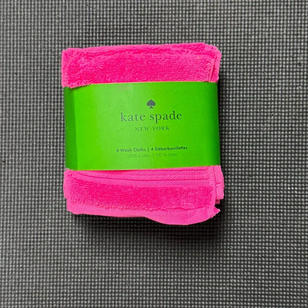 4 pc Kate Spade Hot Pink Fuchsia Washcloths Towel Set Snapdragon Snap Dragon